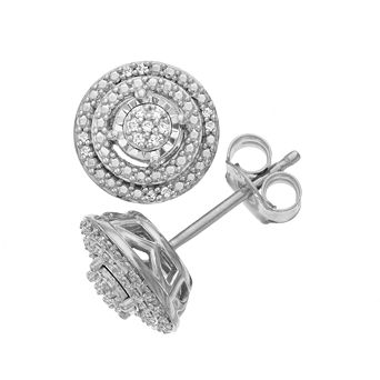 Diamond Brilliance 1/10 Carat T.W Diamond Halo Stud Earrings