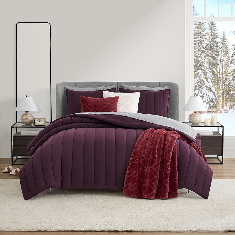 Koolaburra by UGG Koolawash Channel Comforter Set with Shams, Purple, Full/