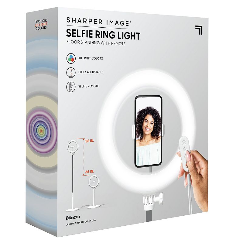 Sharper Image Social Star Selfie Light Stand with Remote, White