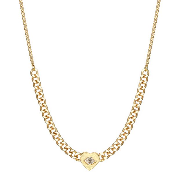 Simply Vera Vera Wang Gold Tone Evil Eye Heart Chain Choker Necklace