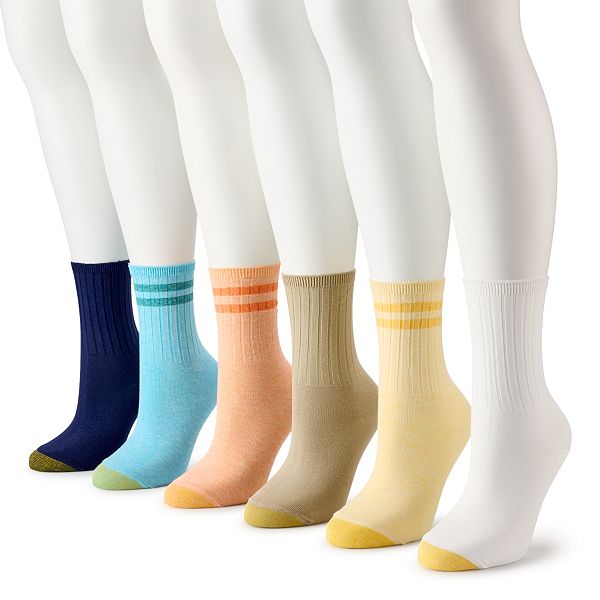 Women's GOLDTOE® 6Pack Ribbed Crew Socks