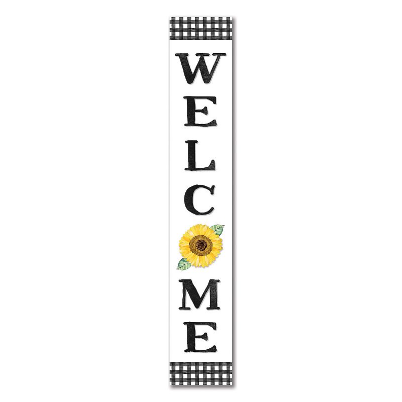 Artisan Signworks Welcome Sunflower Porch Leaner, White