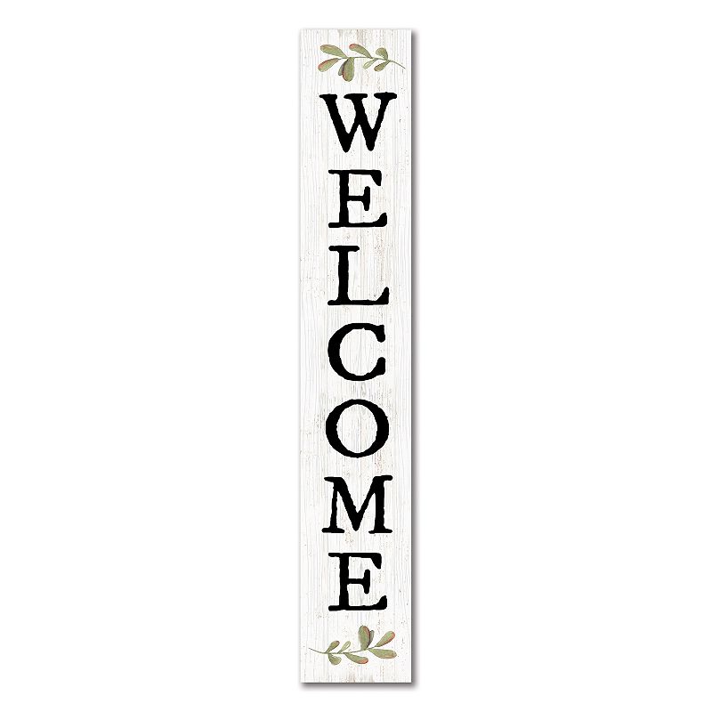 Artisan Signworks Welcome Green Sprigs Porch Leaner, White