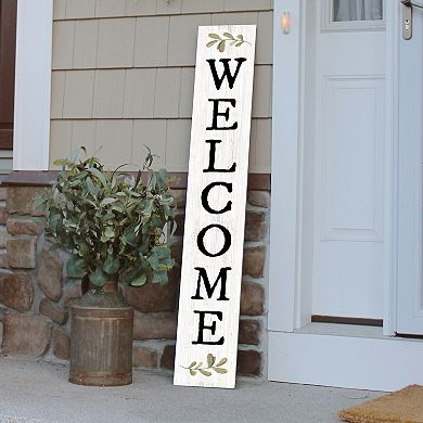 Artisan Signworks Welcome Green Sprigs Porch Leaner