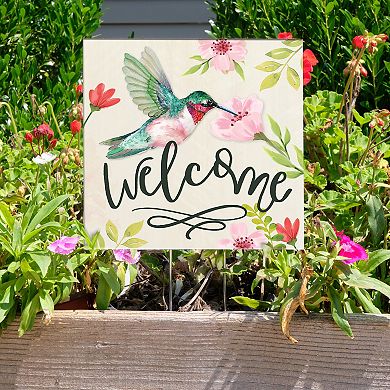 Artisan Signworks Welcome Hummingbird Garden Stake