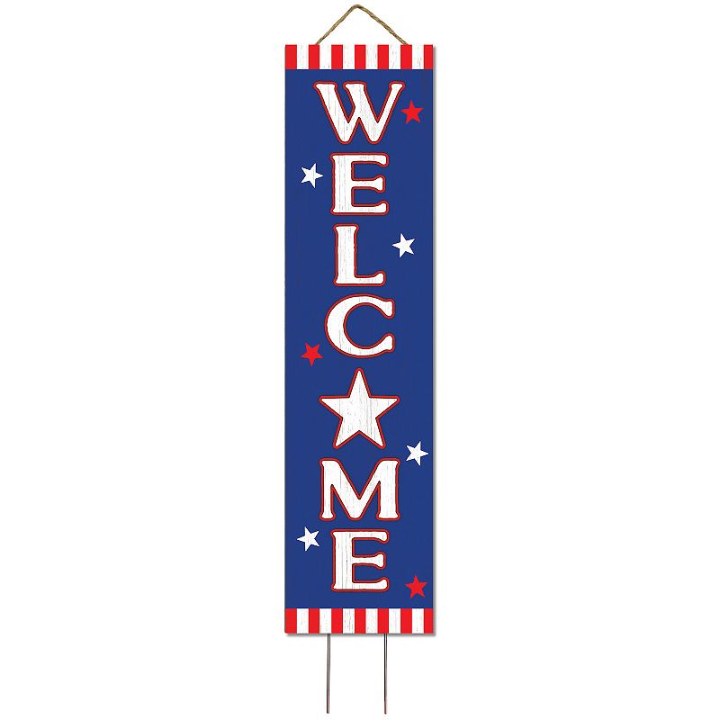 Artisan Signworks Patriotic Welcome Wall Decor or Garden Stake, Blue