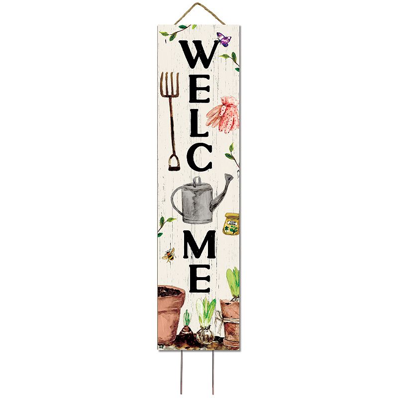 Artisan Signworks Welcome Tools Wall Decor or Garden Stake, Beig/Green