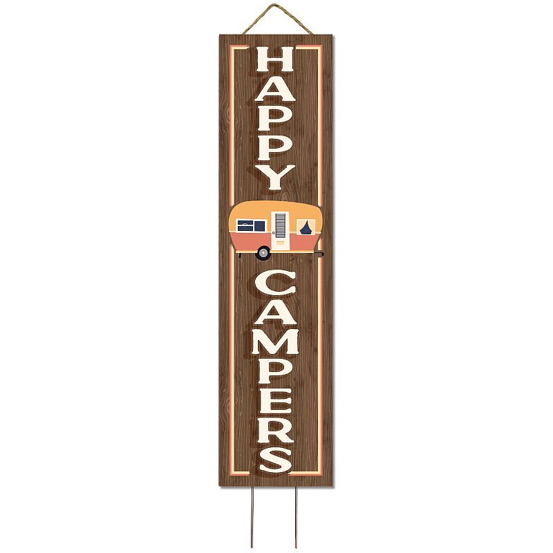 Artisan Signworks Happy Campers Wall Decor or Garden Stake, Brown
