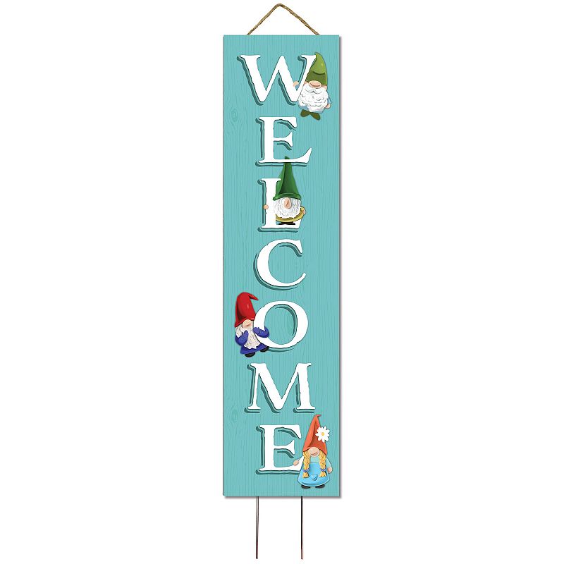 Artisan Signworks Welcome Gnomes Wall Decor or Garden Stake, Blue
