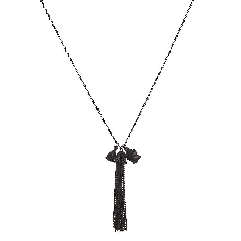 Simply Vera Vera Wang 30-in. Necklace With Flower Pendant, Womens, Black