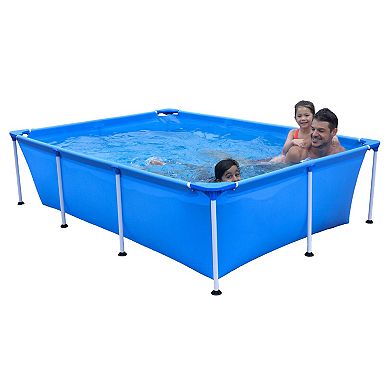 JLeisure 8.5 x 6 Ft Above Ground Swimming Pool Bundle w/ Handheld Pool Vacuum
