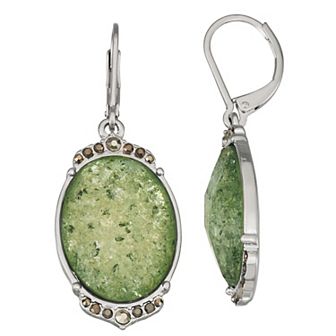 Simply Vera Vera Wang Silver-Tone Green Stone Oval Drop Earrings
