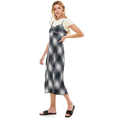 Juniors' As U Wish Tee & Print Slip Midi Dress Set