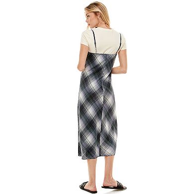 Juniors' As U Wish Tee & Print Slip Midi Dress Set