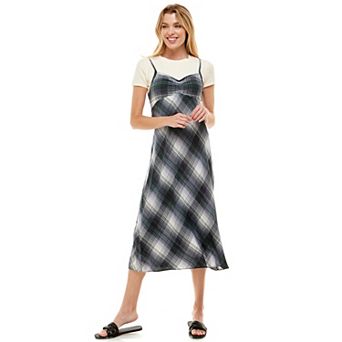 Juniors' As U Wish Tee & Print Slip Midi Dress Set