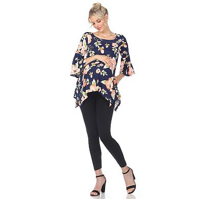 Maternity White Mark Floral Bell Sleeve Tunic Top
