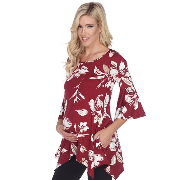 Maternity White Mark Floral Bell Sleeve Tunic Top