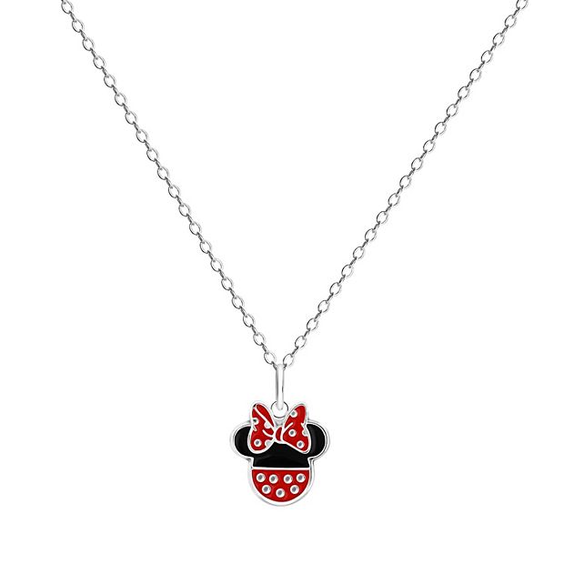 Disney s Minnie Mouse Sterling Silver Enamel Silhouette Pendant