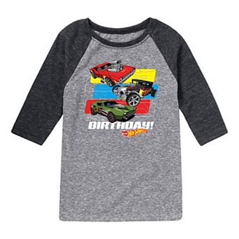 Boys 8-20 Hot Wheels Birthday Raglan