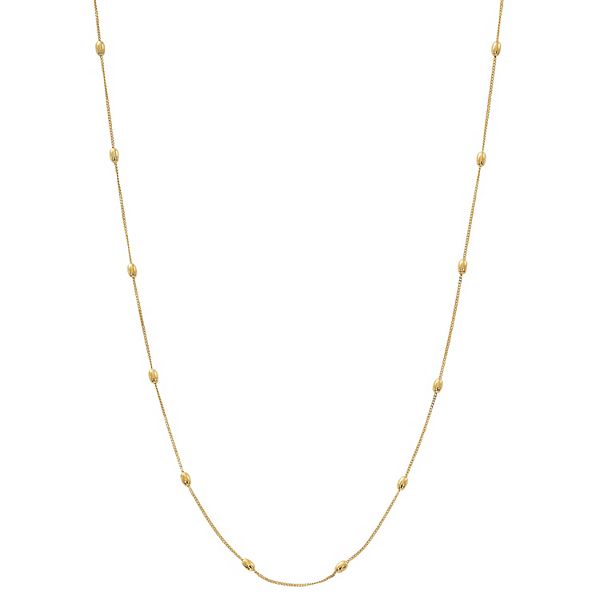 Danecraft 24k Gold Over Silver 16 in. Oval Beaded Station Chain Necklace