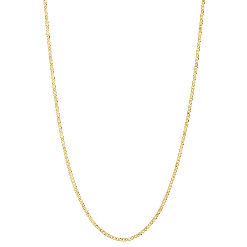 Danecraft 24k Gold Over Silver 2 mm Flat Curb Chain Necklace, Womens, Siz