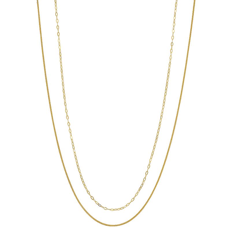 Danecraft 24k Gold Over Silver 16 in. Wheat & Oval Link Chain Double Row N