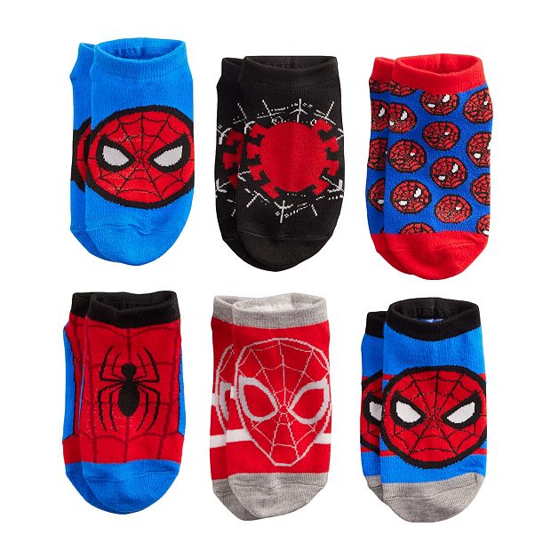 Marvel Spiderman Kids No Show Spiderman Socks 10 Pack Size 6-8