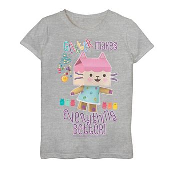 Girls 7-16 Gabby's Dollhouse Baby Box Glitter Makes Everything Better Graphic Tee