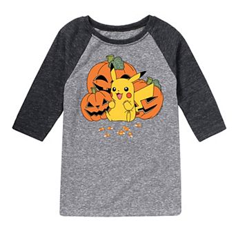 Boys 8-20 Pokemon Halloween Pumpkins Raglan Graphic Tee