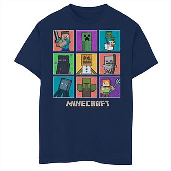 Boys 8-20 Boys Minecraft Character Portrait Panel Grid Graphic Tee