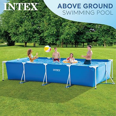 Intex 14ft x 33in Rectangular Above Ground Backyard Swimming Pool with Filter