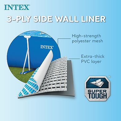 Intex 14ft x 33in Rectangular Above Ground Backyard Swimming Pool with Filter