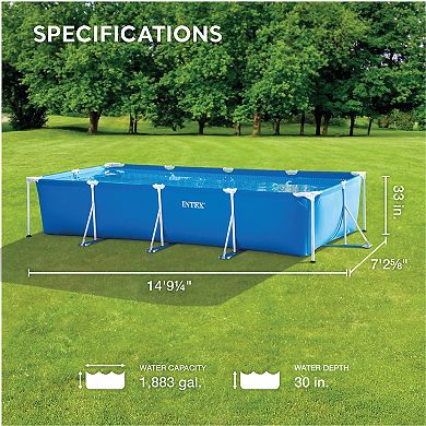 Intex 14ft x 33in Rectangular Above Ground Backyard Swimming Pool with Filter
