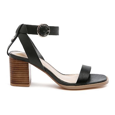 Rag & Co Dolph Block Heeled Women's Leather Dress Sandals
