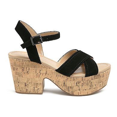 Rag & Co Ulla Women's Suede Platform Sandals