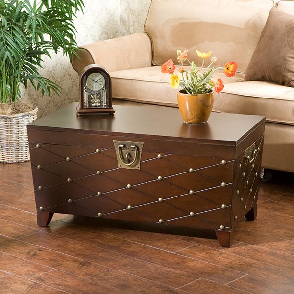 Southern Enterprises Nailhead Coffee Table Trunk - Espresso 