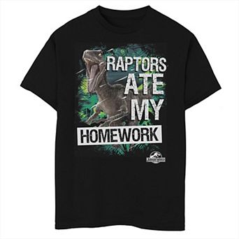 Boys 8-20 Jurassic World Raptors Ate My Homework Graphic Tee