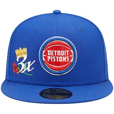 Men's New Era Blue Detroit Pistons 3x NBA Finals Champions Crown 59FIFTY Fitted Hat