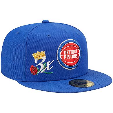 Men's New Era Blue Detroit Pistons 3x NBA Finals Champions Crown 59FIFTY Fitted Hat