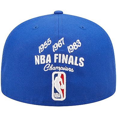 Men's New Era Royal Philadelphia 76ers 3x NBA Finals Champions Crown 59FIFTY Fitted Hat