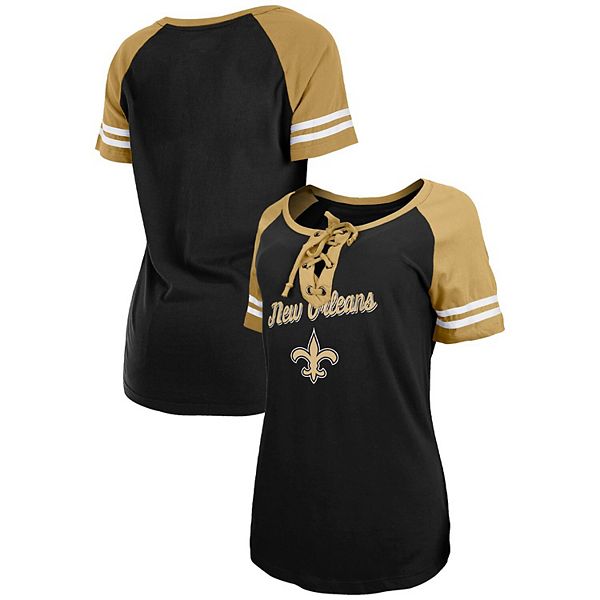 New Orleans Saints Women Short Sleeve T Shirt Loose V-Neck Blouse