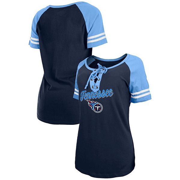 New Era Tennessee Titans Women's Navy Raglan Lace-Up T-Shirt