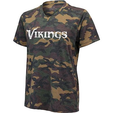Women's Justin Jefferson Camo Minnesota Vikings Name & Number V-Neck T-Shirt