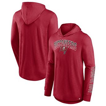 Men's Fanatics Branded Red Tampa Bay Buccaneers Front Runner Long Sleeve Hooded T-Shirt
