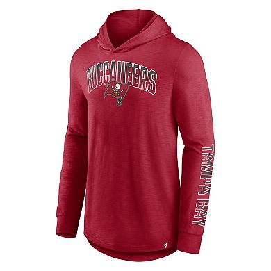 Men's Fanatics Branded Red Tampa Bay Buccaneers Front Runner Long Sleeve Hooded T-Shirt