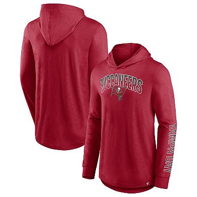 Men's Fanatics Branded Red Tampa Bay Buccaneers Front Runner Long Sleeve Hooded T-Shirt