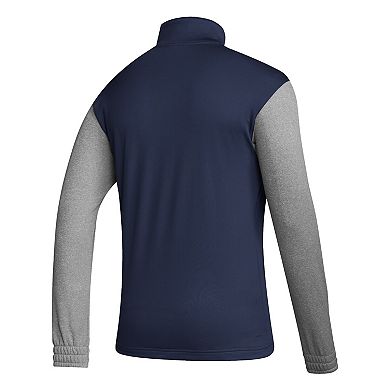 Men's adidas Navy/Heathered Gray Georgia Tech Yellow Jackets Team AEROREADY Half-Zip Top