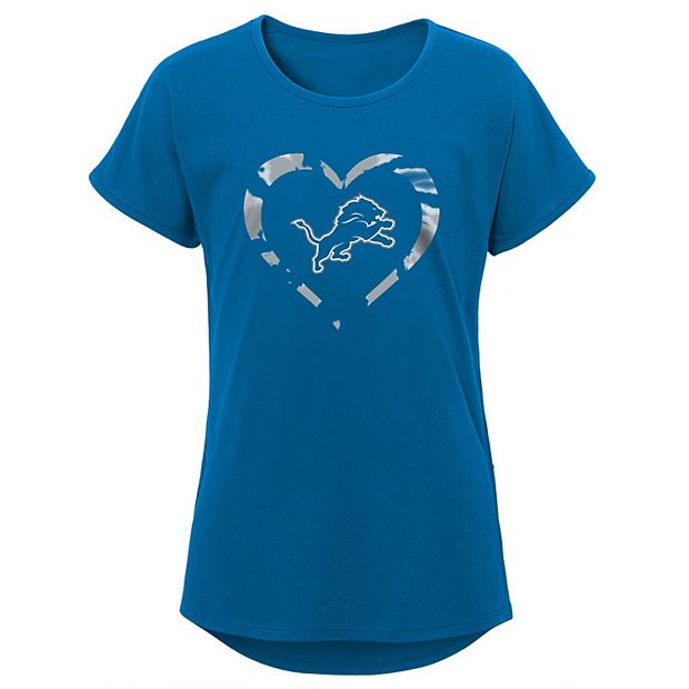 Detroit Lions Raglan Shirt Youth Girls Graphic Tee