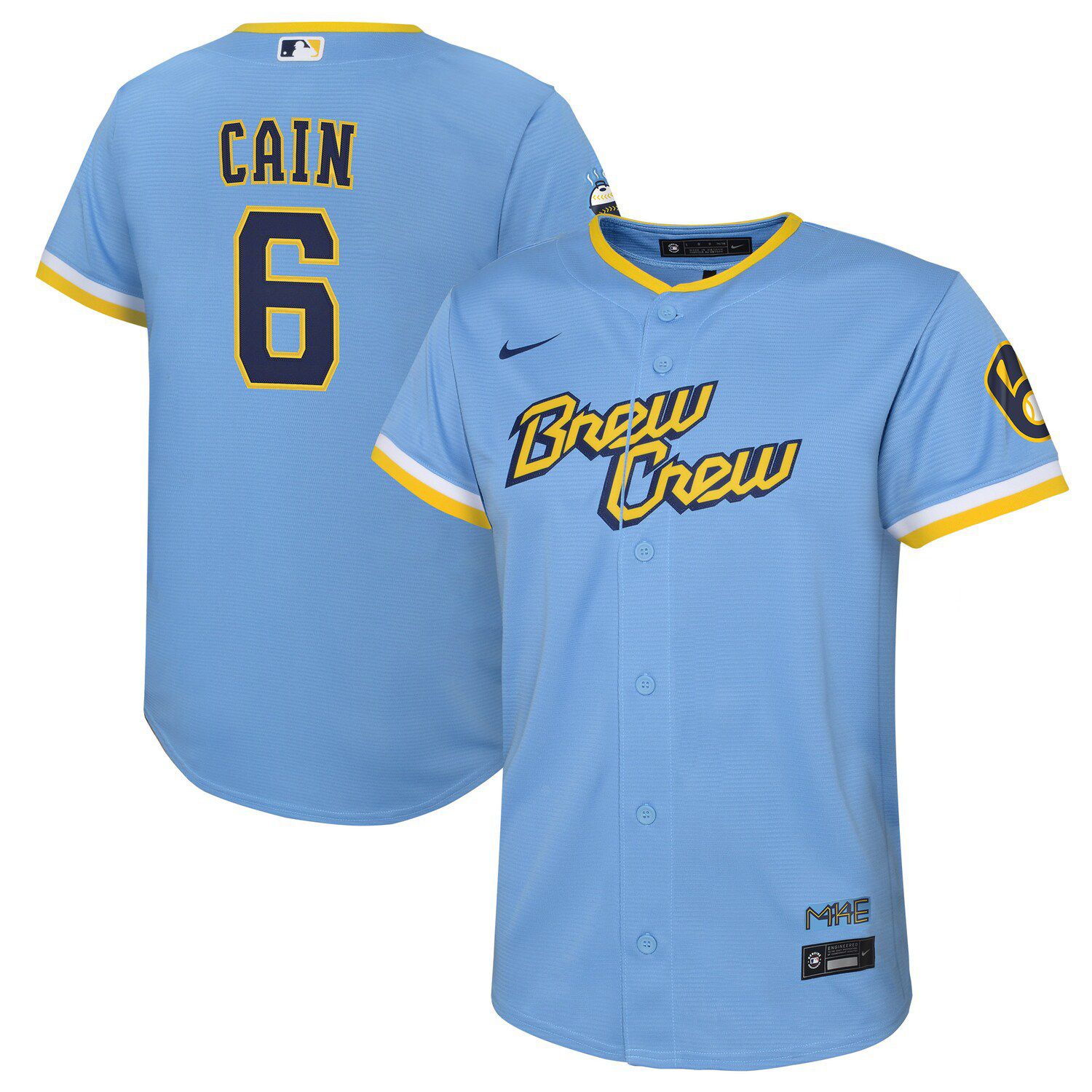 Milwaukee Brewers No6 Lorenzo Cain Navy blue Cool Base Stitched Youth MLB Jersey