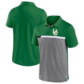 Men's Fanatics Branded Green/Heathered Gray Oregon Ducks Split Block Color Block Polo